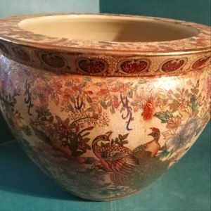 Large Chinese Fish Bowl Vase Marked 10x8